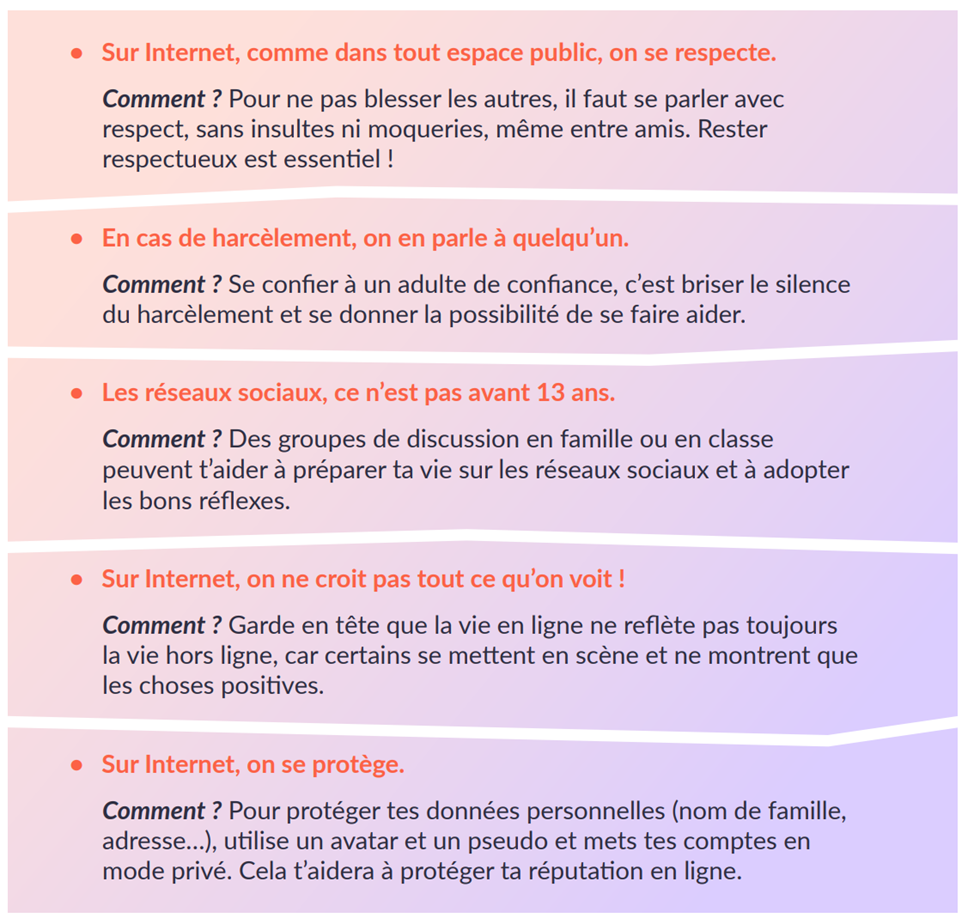 Source : mémo bonnes pratiques numérique, internetsanscrainte.fr